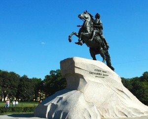 Tsar Peter the Great -- the bronze horseman -- in St. Petersburg, Russia